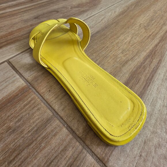 Hermes Oran Yellow Leather H Sandals Eur. 37 - Picture 8 of 14